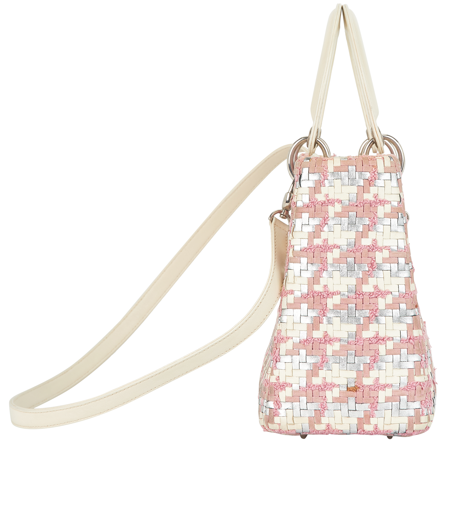 Medium Lady Dior, &pound;1,800, Handbags, Cream/Pink, Tweed, Side view